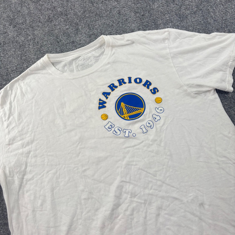 Fanatics Golden State Warriors Shirt Size XL White Graphic Short Sleeve Men's